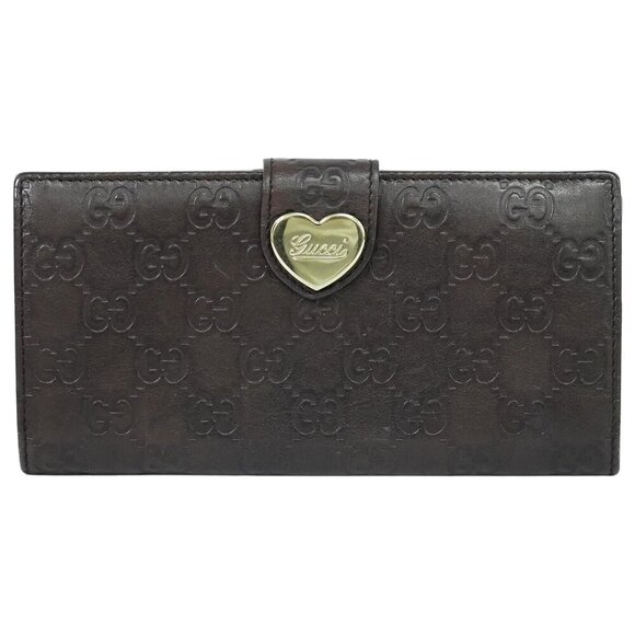 Gucci Guccissima Heart Continental Wallet Dark Brown 100 % Authentic - Picture 1 of 10